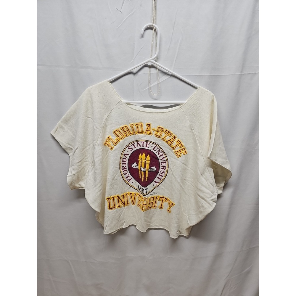 Rella Women White Vintage 90s Florida State Fsu Bodybuilding Crop Shirt One Size - Picture 2 of 16